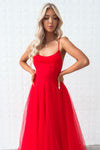 Latisha Tulle Midi Dress - Red