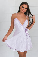 Polka Dot Wrap Dress - Lavender - Runway Goddess