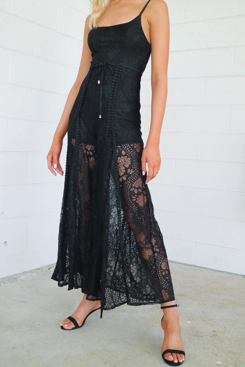 Leticia Lace Jumpsuit - Black - Runway Goddess