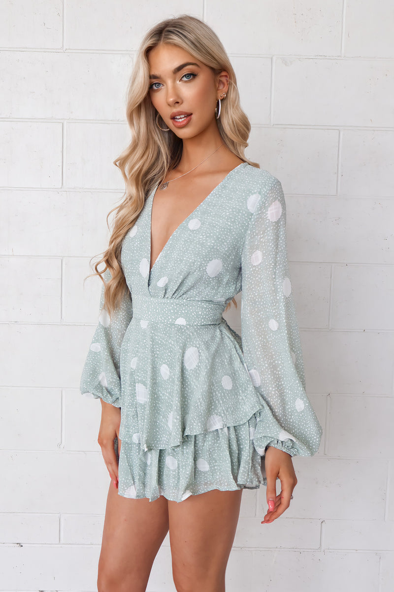 London Playsuit - Teal Spots