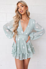 London Playsuit - Teal Spots