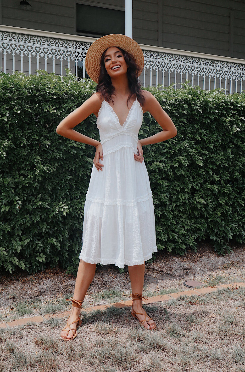 Lucianna Midi Dress - White - Runway Goddess