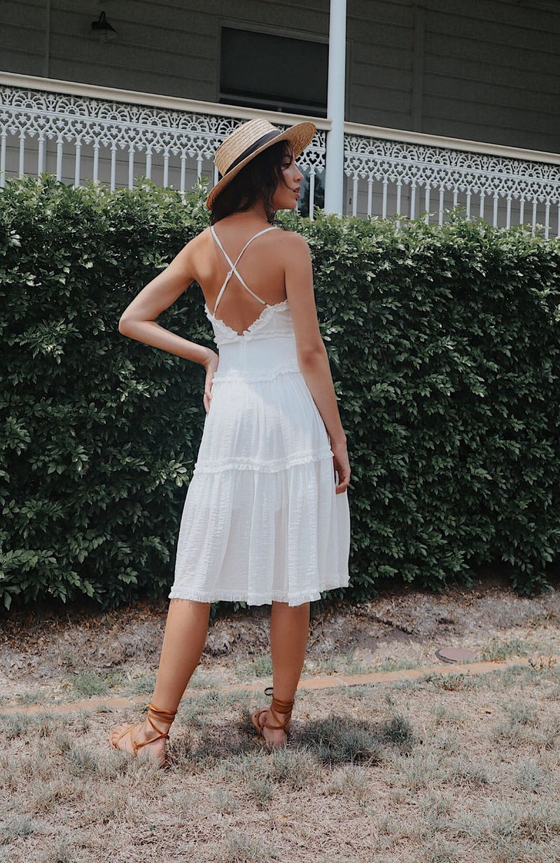 Lucianna Midi Dress - White - Runway Goddess