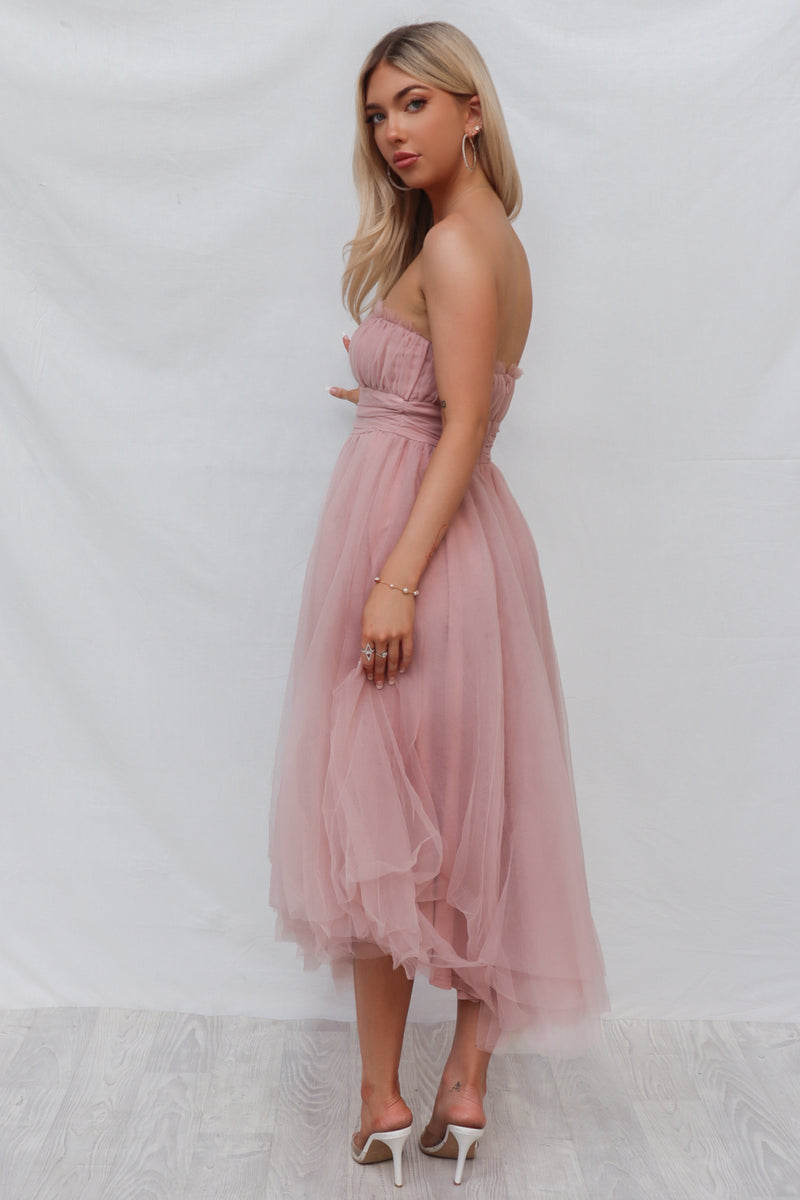 Maria Tulle Midi Dress - Blush Pink