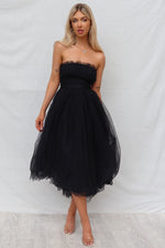 Maria Tulle Midi Dress - Black