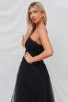 Maria Tulle Midi Dress - Black