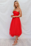 Maria Tulle Midi Dress - Red