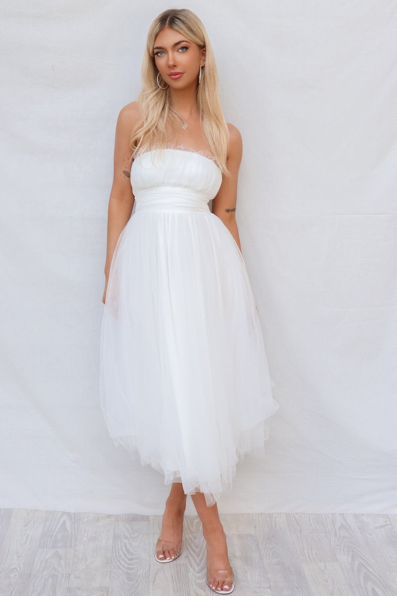 Maria Tulle Midi Dress - White