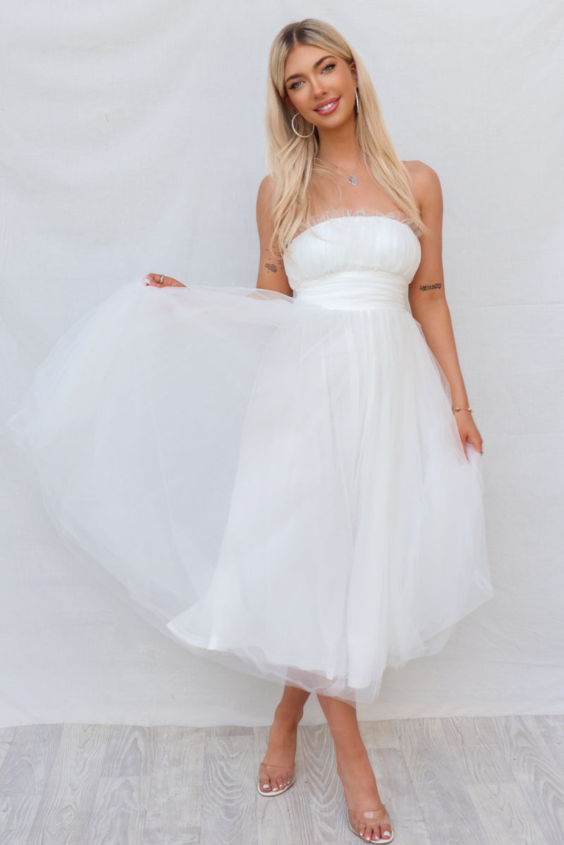 Maria Tulle Midi Dress - White