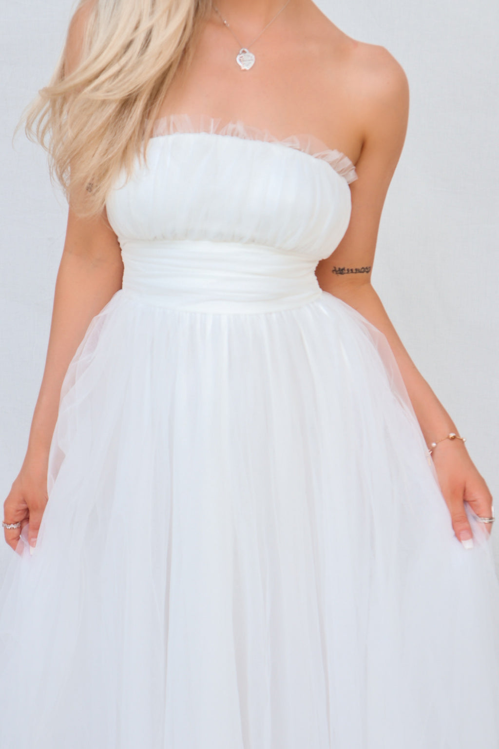 Maria Tulle Midi Dress - White