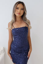 Moonbeam Sequin Mini Dress - Navy