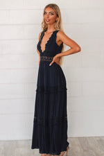 Navy Fawn Maxi Dress - Runway Goddess