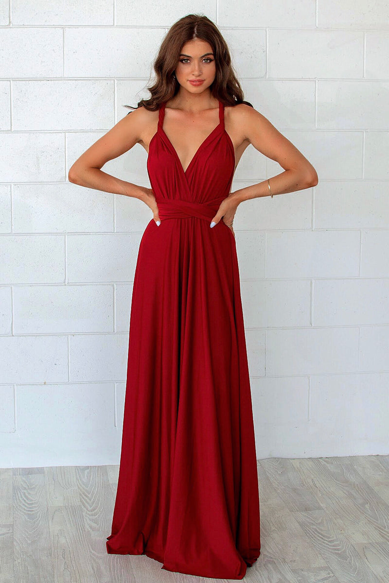 Pandora Multiway Dress - Wine - Runway Goddess