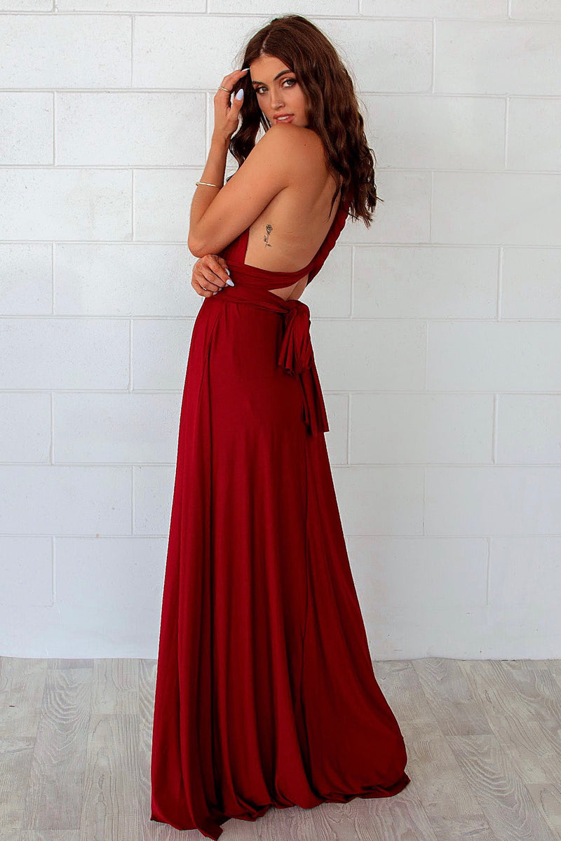 Pandora Multiway Dress - Wine - Runway Goddess