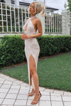 Mercury Sequin Gown - Beige