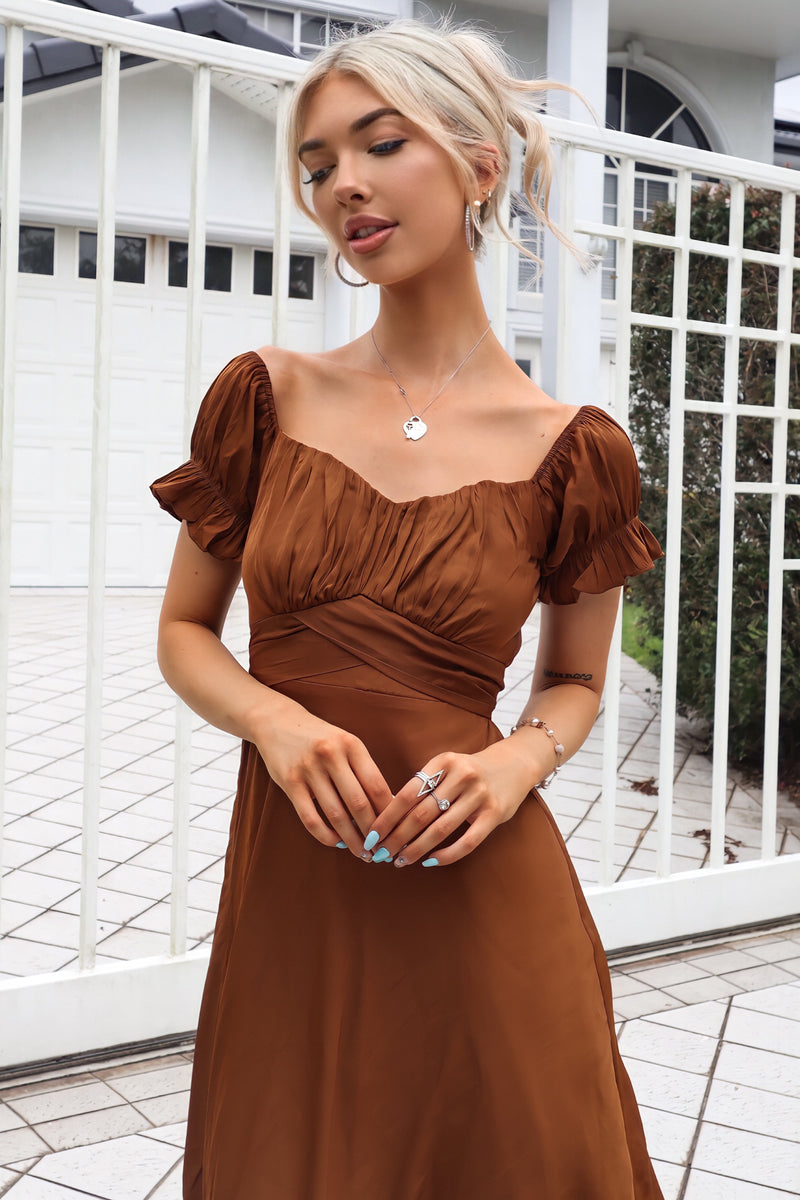 Claudia Midi Dress - Chocolate