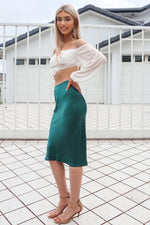 Mabel Satin Skirt - Green