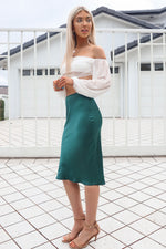 Mabel Satin Skirt - Green