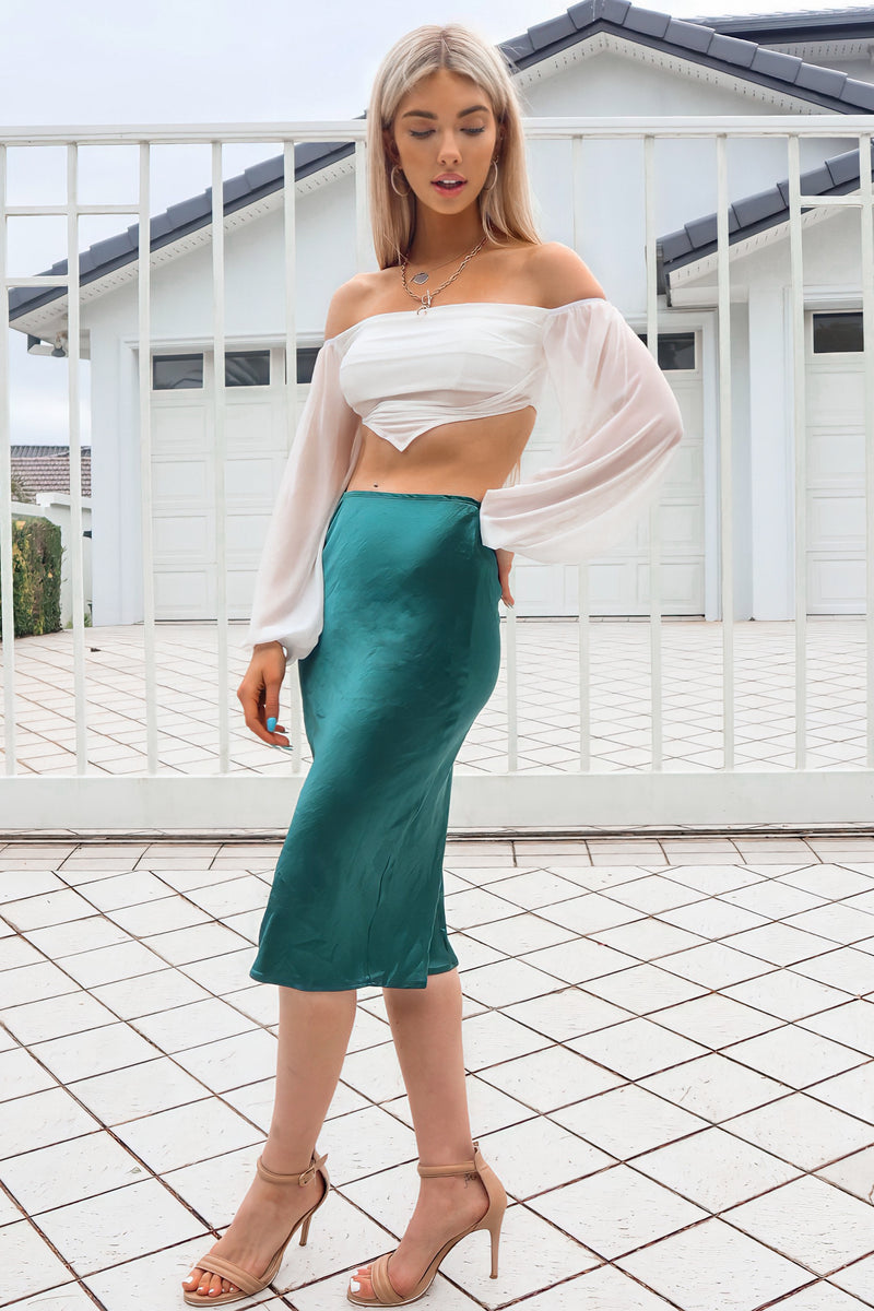 Mabel Satin Skirt - Green