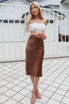 Mabel Satin Skirt - Chocolate Brown