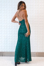 Whitney Sequin Gown - Green