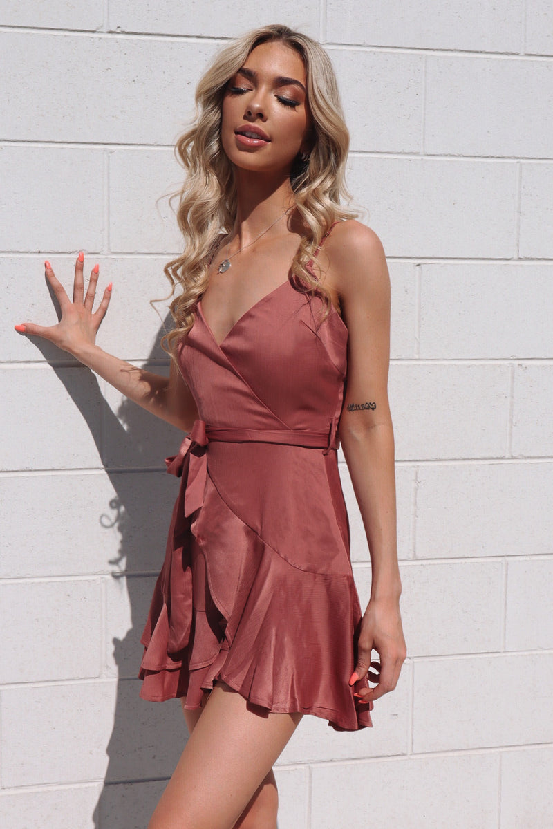 Alyssa Satin Dress - Rose Pink