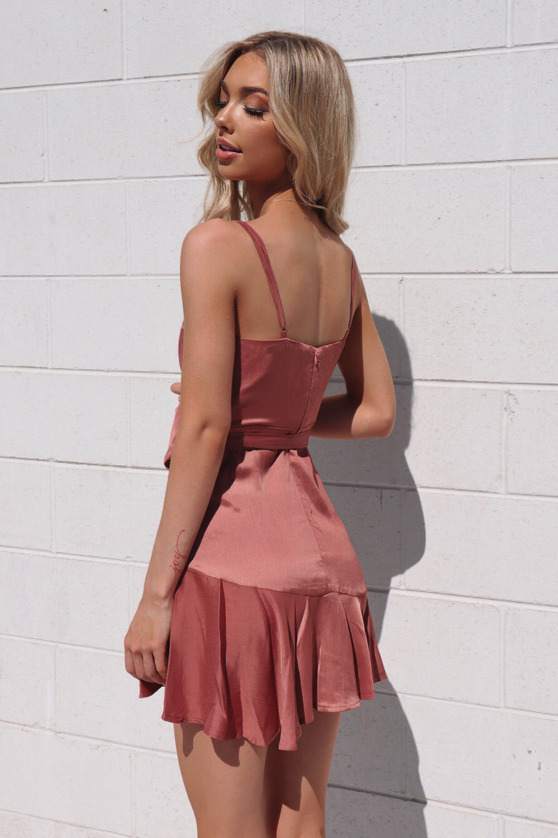 Alyssa Satin Dress - Rose Pink