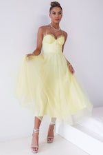 Cindy Tulle Midi Dress - Yellow