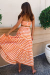 Addison Set Top - Orange Gingham