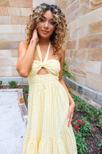 Saffron Maxi Dress - Yellow Gingham Print