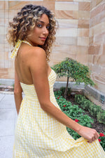 Saffron Maxi Dress - Yellow Gingham Print