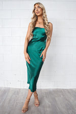 Saskia Satin Midi Dress - Green