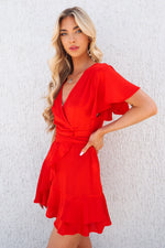 Satin Butterfly Dress - Red