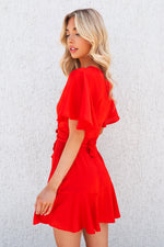 Satin Butterfly Dress - Red