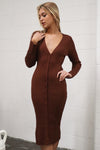 Tatiana Ribbed Dress - Brown