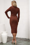 Tatiana Ribbed Dress - Brown