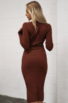 Tatiana Ribbed Dress - Brown