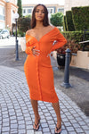 Tatiana Ribbed Dress - Orange