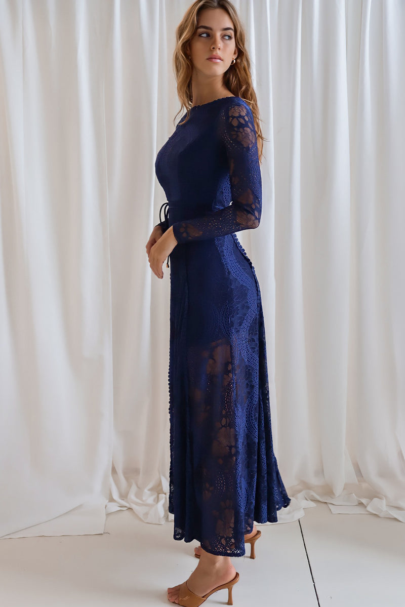 Tilly Lace Maxi Dress - Navy