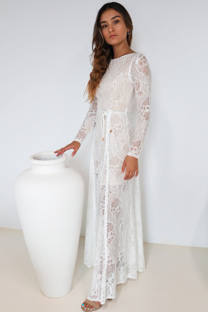 Tilly Lace Maxi Dress - White