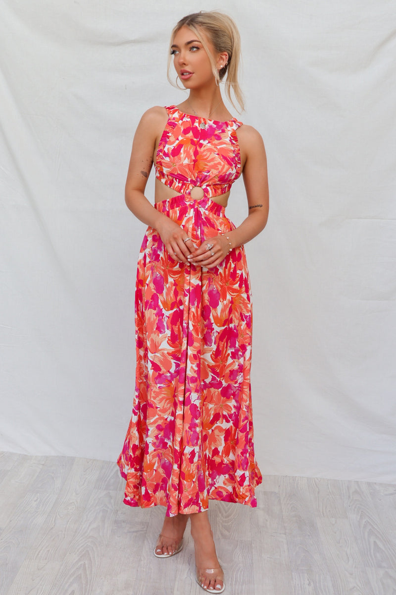 Vicki Maxi Dress - Red Floral