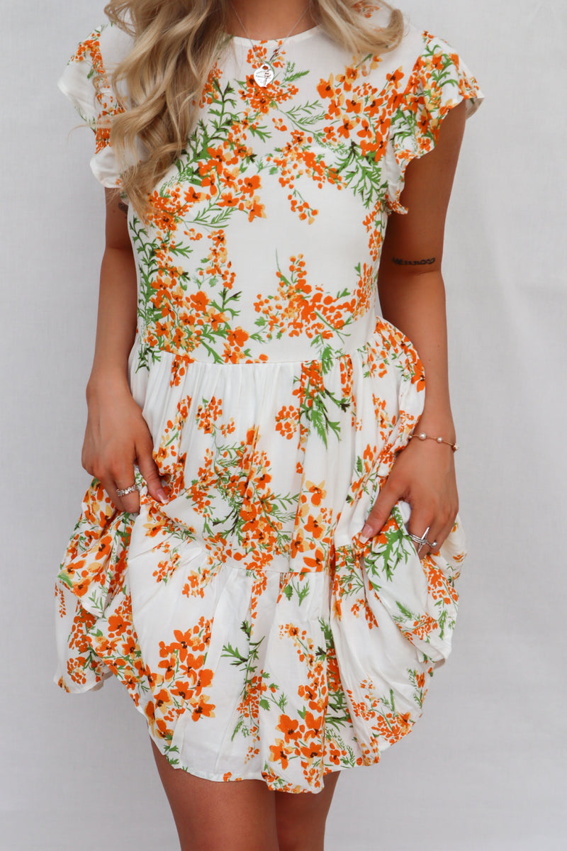 Zola Mini Dress - Orange Floral