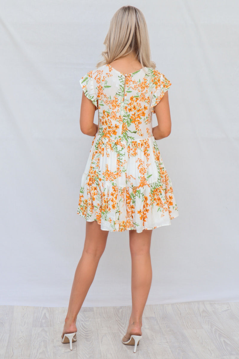 Zola Mini Dress - Orange Floral