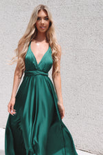 Satin Multiway Dress - Emerald - Runway Goddess