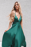 Satin Multiway Dress - Emerald - Runway Goddess