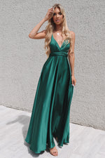 Satin Multiway Dress - Emerald - Runway Goddess